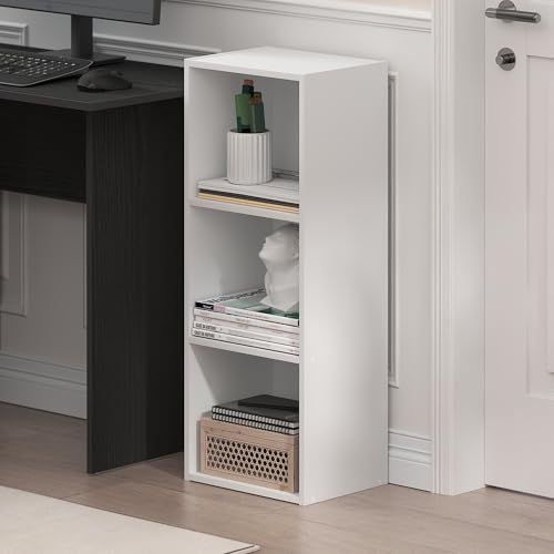 Furinno LUDER Book Shelf, 3-Cube Bookshelf, Bookcase with Open Shelves, 9.3 x 12 x 31.5, Easy Assembly, for Living Room,