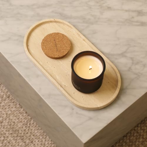 Beige Travertine Marble Bathroom Tray, 12 x 6 in, Vanity Tray