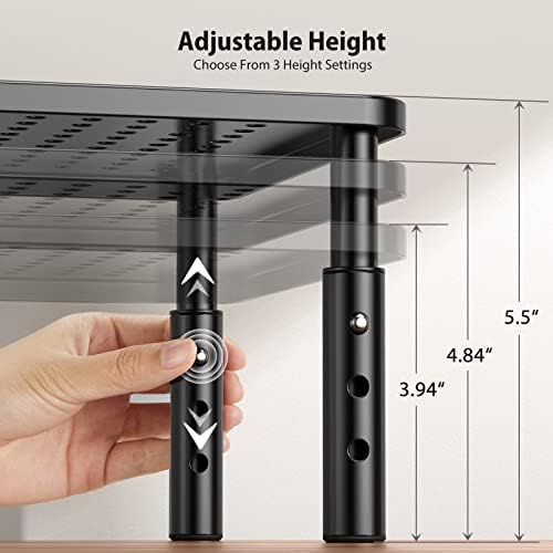 LORYERGO Monitor Stand, Monitor Riser 3 Height Adjustable, Laptop Stand Desk With Metal Vented Platform, Computer Stand 