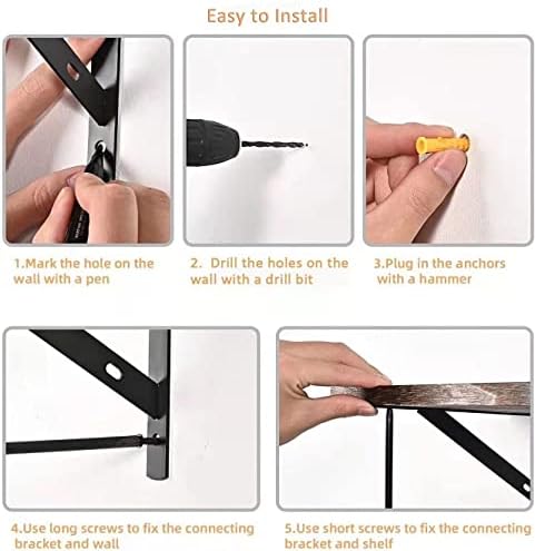 Kersally 8 Inch Shelf Brackets, 6 Pack Heavy Duty L Brackets for Shelves, 90 Degree Triangle Metal Supports for DIY Floa