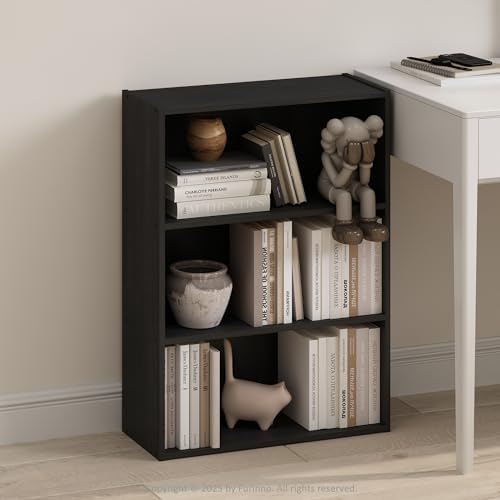 Furinno Simple Book Shelf, 3-Tier Bookshelf, Storage Shelves Bookcase, 9.7 x 23.7 x 31.5, for Living Room, Bedroom, Home