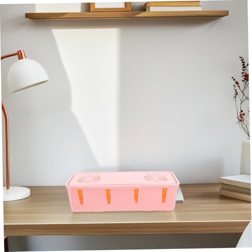 Pink Plug Storage Box for Power Strip, ABS Plastic Cord Organizer
