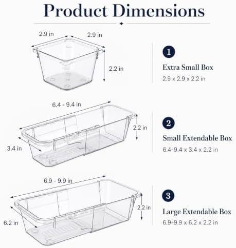 14 Pcs Adjustable Drawer Organizer, Expandable Clear Drawer Organizer