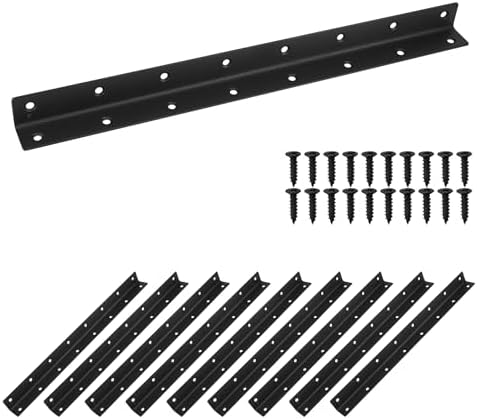 L Bracket, Heavy Duty Corner Brace, 10 Pack 14.8" Metal Shelf Bracket Angle Bracket for Shelves, Black Metal Braces for 