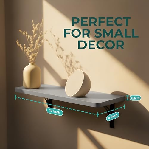 Reinforced Steel Bracket Grey Bathroom Shelves - Easy to Install, Template and Video Included - Gray Shelves for Wall, G