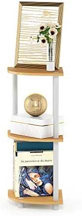 Furinno TURN-N-TUBE Corner Shelf, 3-Tier Corner Bookshelf, Display Storage Shelves with Open Shelves, for Organization a