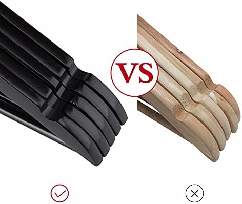 Solid Wooden Hangers 20 Pack, Wood Suit Hangers with Extra Smooth Finish, Precisely Cut Notches and Chrome Swivel Hook, Wooden Clothes Hangers for Shirt Coat Jacket Dress, Black
