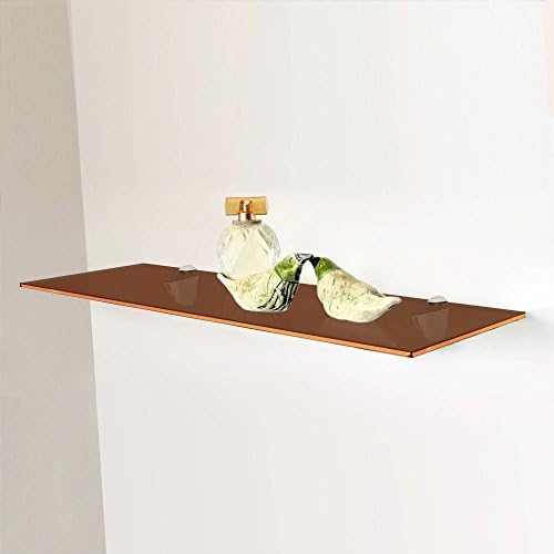 Fab Glass and Mirror 8" L x 24" W, Bronze Rectangle Floating Shelf Kit Glass Sheleves, 8" x 24" (1H-AVE6-NMJJ-BRZ)