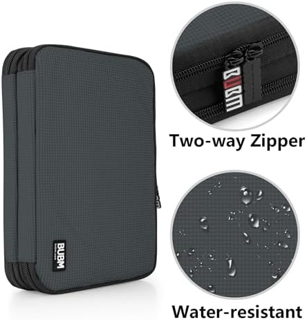 BUBM Double Layer Electronic Accessories Organizer, Travel Gear Bag for Cables, USB Flash Drive, Plug and More, Perfect 