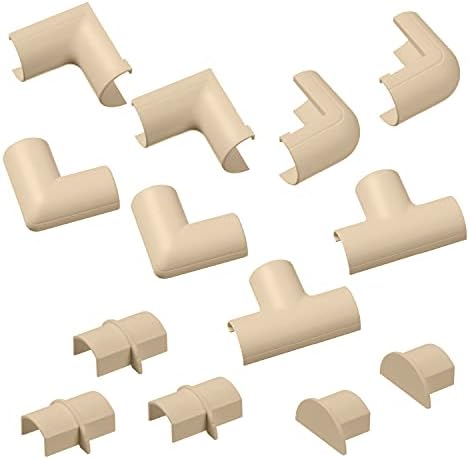 D-Line Small Cable Raceway Accessory Pack, Join 0.78in x 0.39in Cord Cover Lengths, 13 Accessories Included, Hide Cords 