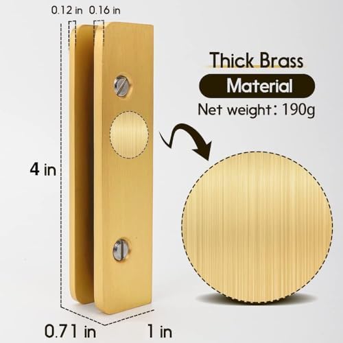 LukLoy Solid Brass Glass Shelf Bracket with 3 Screw Holes, Adjustable Glass Clip for 6mm-10mm Glass (Brush Gold, Pack of