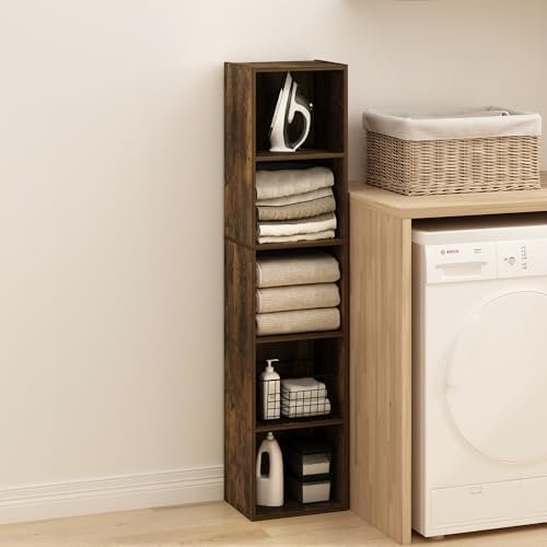 Furinno PASIR Book Shelf, 5-Tier Modern Bookshelf, Open Shelves Bookcase, 9 x 12 x 52, for Living Room, Bedroom, Home Of
