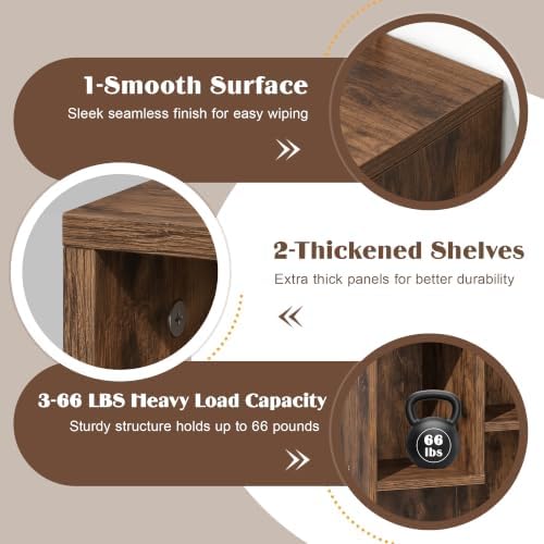 VECELO Cubby Storage Organizer Bookcase, Open Cube Display Shelf Cabinet, Freestanding Multicompartment Bookshelf for De