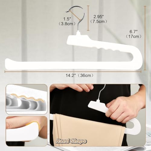Velvet Pant Hangers Open End,32 Pack Non Slip White Felt Trouser Hangers