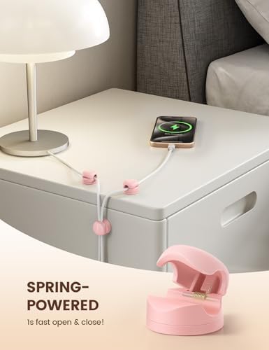 Lamicall 6 Pack Pink Rotatable Spring Cord Organizer Cable Clips