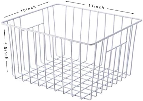 Freezer Baskets Storage Organizer, Refrigerator Metal Wire Basket bins, Household Bins with Built-in Handles for Kitchen