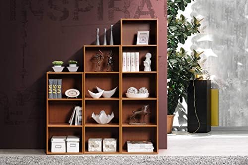 Hodedah Import 3 Shelf Bookcase, Cherry
