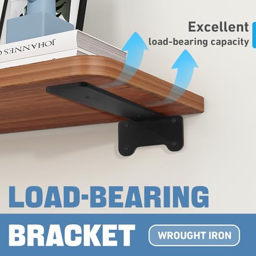 Floating Shelf Bracket, 10-Inch 4 Pack Hidden Shelves Hardware, Cast Iron L Brackets, Rustic Industrial Black Metal Wall