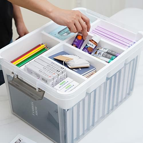 Citylife 32QT Clear Craft Organizers and Storage Box with Removable Tray