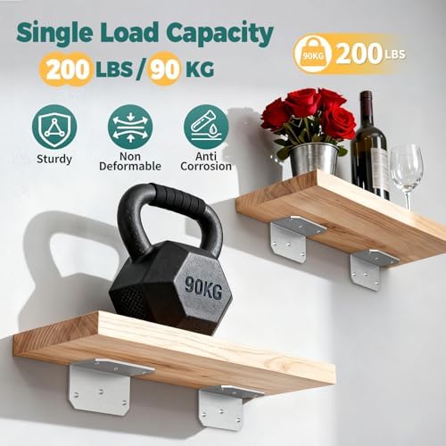4 Inch Galvanized L Bracket, 90 Degree Corner Brace for Wood, 4"×2"×2" Heavy Duty Angle Bracket for Floating Shelves, Fu