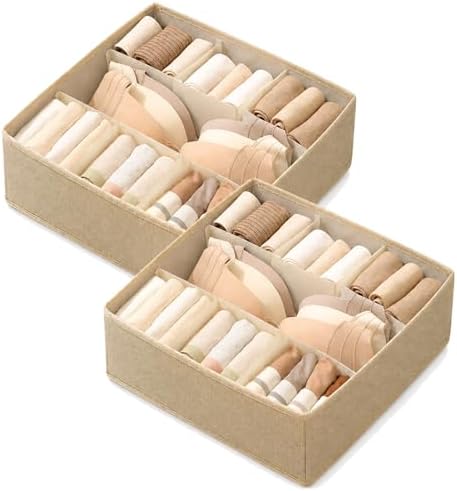Foldable Drawer Organizers Multifunctional Underwear Organizer 14 Cell Fabric Dresser Closet Organizers and Storage Bins