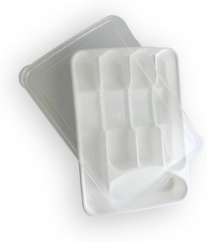 BLACK PEARL Utensil and Silverware Organizer tray for drawer with cover -Cutlery Flatware Organizer with lid - for kitchen drawer, BBQ, picnic, Covered flatware tray,5 Compartments - Plastic (WHITE)