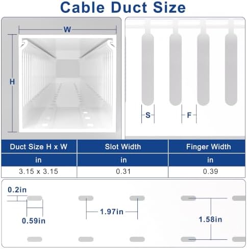 ZhiYo 3"H x 3"W Cable Raceway, 6ft Under Desk Wire Management Channel White