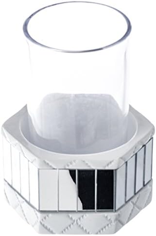 Creative Scents Quilted Mirror Tumbler Cup - Glass Bathroom Toothbrush Holder Cup – Decorative Mug for Rinsing - Best Tu