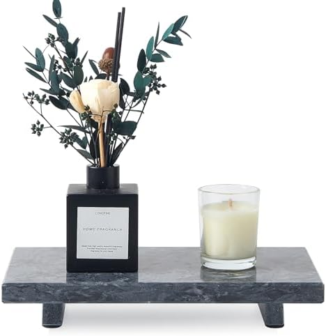 Natural Marble Tray Pedestal Stand – Soap & Jewelry Riser for Bathroom Counter, Kitchen Sink, Vanity Organizer, Decorati