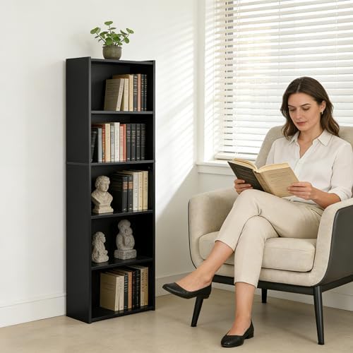 ZenStyle 5-Tier Open Bookcase and Bookshelf, Open Storage Shelf, Freestanding Display Storage Shelves Tall Book Shelf fo