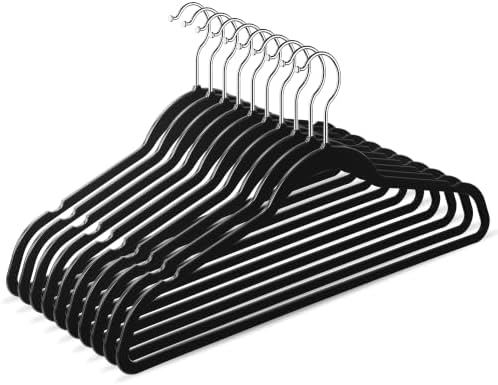 TIMMY 50 Pack Plastic Clothes Hangers, 17.7 in, Black, Non-Slip, Heavy Duty
