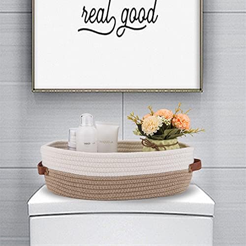 2 Pack Cotton Rope Bathroom Decor Basket,Toilet Paper Holder Basket,Farmhouse Home Decor Organizing Baskets 13"x5.9"x4" 