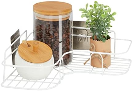 Relaxdays Corner Kitchen for Gluing, Storage, Spices and Herbs, Wall Shelf H x W x D 5.5 x 26 x 26 cm, Iron, White, 100%