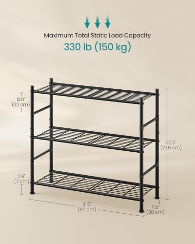 SONGMICS 3-Tier Storage Rack, Steel Wire Shelving Unit, Easy Assembly