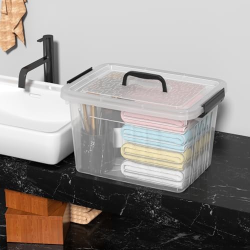 4-Pack Storage Bins with Latch Lids, Clear Plastic Storage Box, 18 L