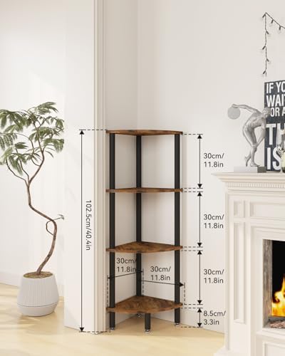 IBUYKE 4 Tier Corner Shelf Stand,Industrial Corner Display Rack WBC014H