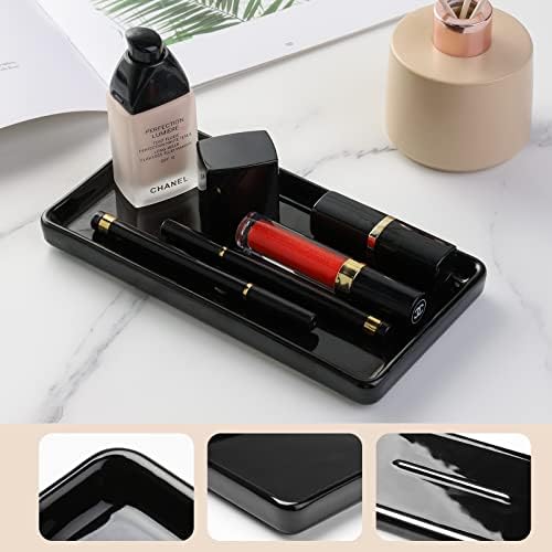 Gurygo 8" Bathroom Trays, Ceramic Vanity Trays for Bathroom, Small Ceramic Tray, Kitchen Soap Tray for Kitchen Counter (