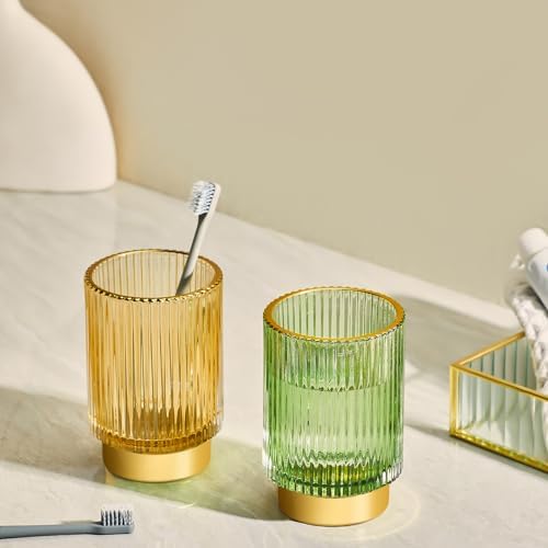 Makeup Brush Holder Organizer,Toothbrush Holders,Desk Pen Pencil Holder,Multifunctional Vintage Glass Brush Cup（S+L/Milk