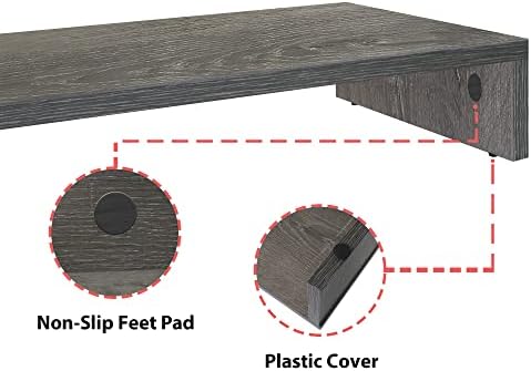 Bestier Wood Monitor Riser PC Stand Shelf for Desk/TV Desktop Laptop Stand - Gray, 15.7 Inch