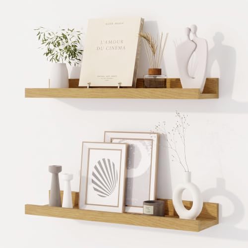 Dreamland Picture Ledge Shelf for Wall, Floating Shelves Set of 2,20 inch Long Floating Shelves with Lip for Living Room