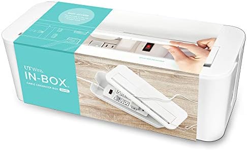 UT Wire in-Box Extra Large Cable Organizing Management Box for Under Desk Surge Protector Concealer White