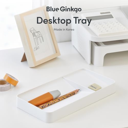 BLUE GINKGO Desk Organizer Tray, White, Made in Korea