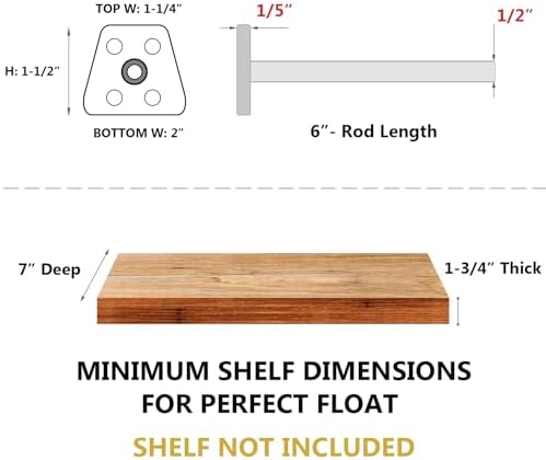 NEODROP 6-Pack 6 Inch Hidden Floating Shelf Bracket, Heavy Duty Blind Shelf Support Hardware | Invisible Wall Brackets f