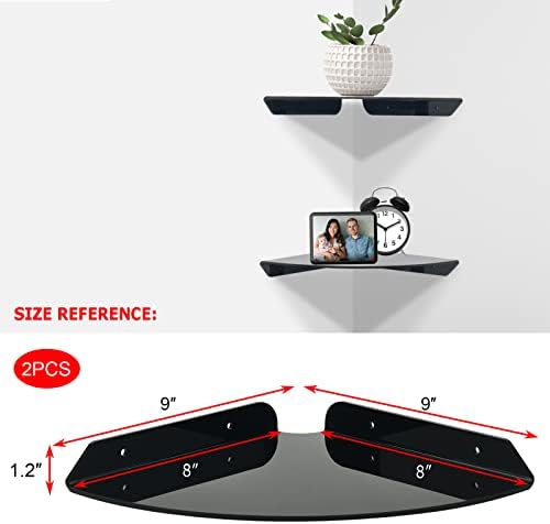 Cosmos 2 Pcs Acrylic Wall Mount Floating Corner Shelves Quarter Round Shower Shelf Hanging Corner Shelves Wall Storage D