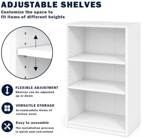 3-Tier Bookcase, 71 Inches, White