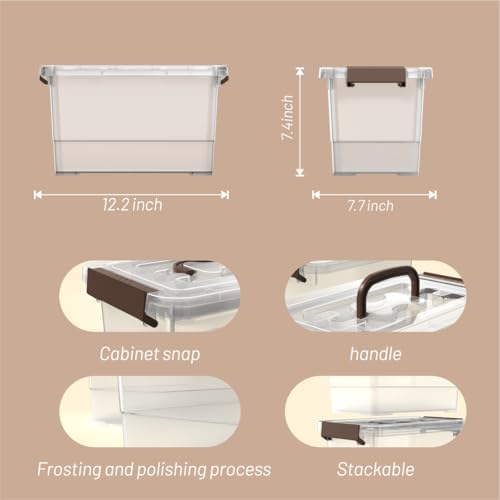 7-Quart Clear Plastic Storage Bins with Lids, 5-Pack Durable Stackable Organization Container with Lock Buckle and Handl