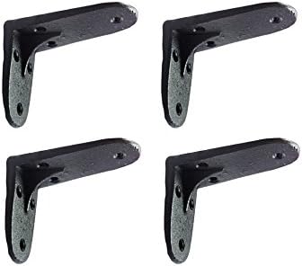 NACH Decorative Shelf Brackets, 2 Pack of 2.8 x 1.8 x 3.5 inch, Black Cast Iron Shelving Brackets - Metal Shelf Supports
