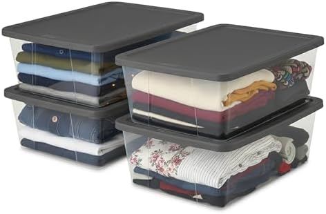 HOMZ Snaplock, Small Clear Plastic Storage Organizer Bins w/Lids, 4 Pack