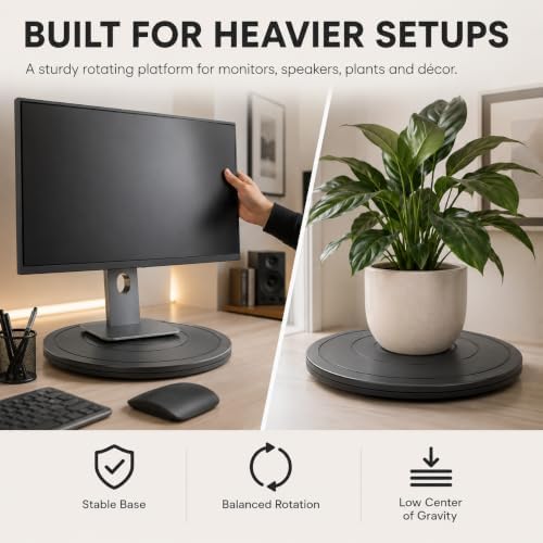 16Inch Lazy Susan Turntable - Heavy Duty Rotating Swivel Steel Ball Bearings - Flat Base Stand for TV/Computer/Monitor/A