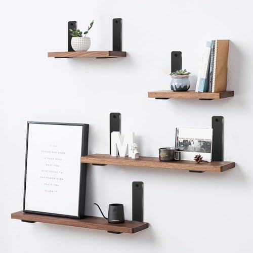 2 Pack - L 16" x H 8" x W1.5, 5mm Thick Black L Shelf Bracket, Iron Shelf Brackets, Metal Shelf Brackets, Floating Shelf